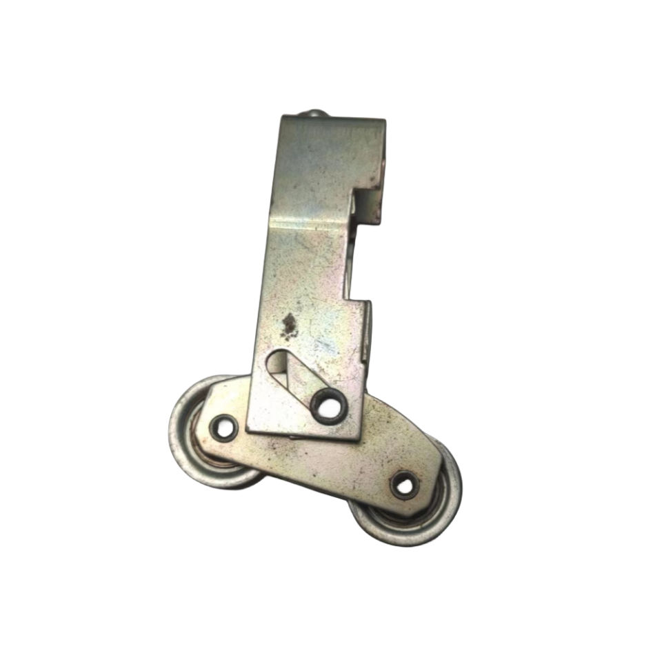 Window and door roller assembly, a metal bracket with two rollers